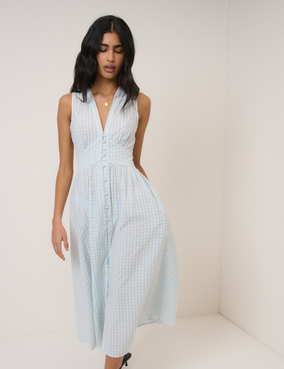 blue summer dress Women's 2026 Light Sundress Casual Short Sleeve A-line Size Selection:XL What Clothes To Pack groomsmen-gifts