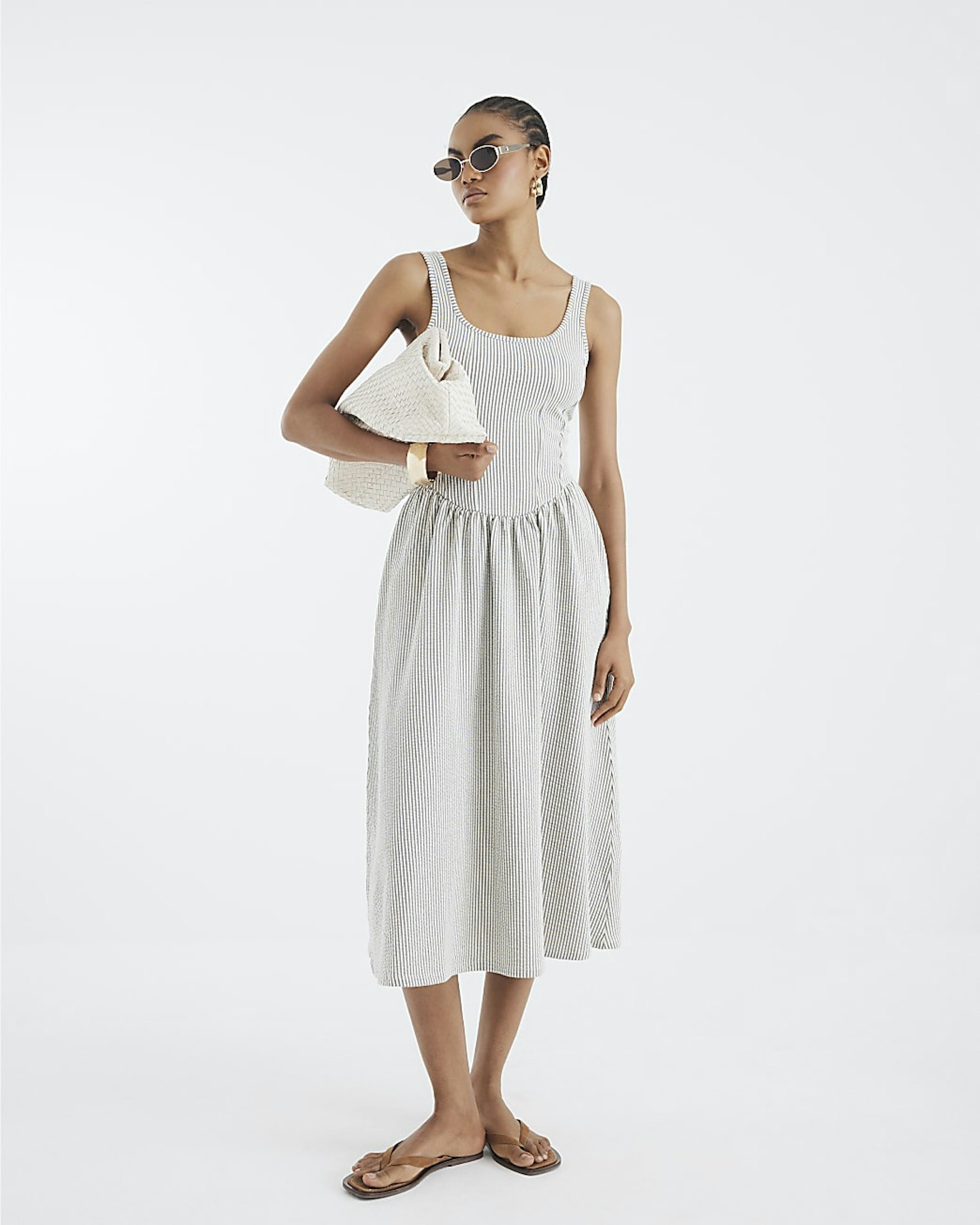 River Island, Sleeveless Stripe Midi Dress