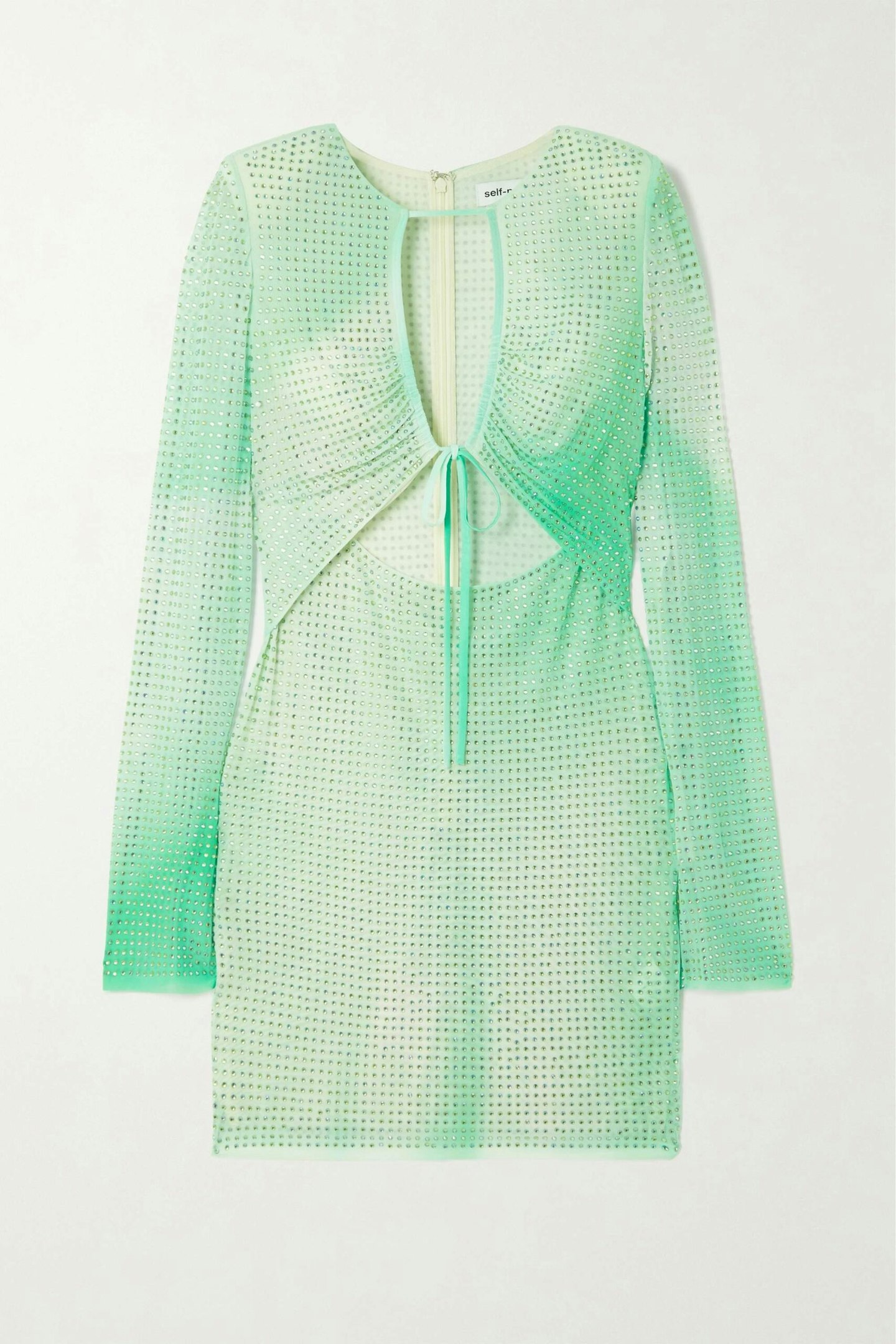 Self-Portrait, Cut-Out Crystal Embellished Stretch-Mesh And Jersey Mini Dress