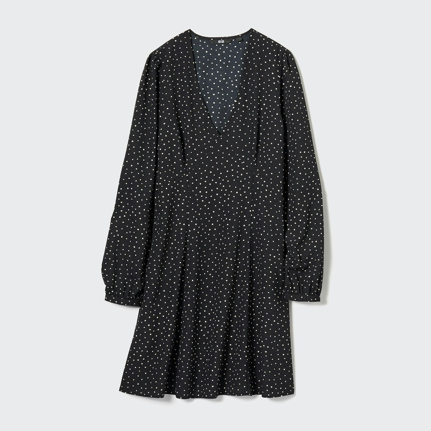 Uniqlo, Dotted V-Neck Long-Sleeved Mini Dress