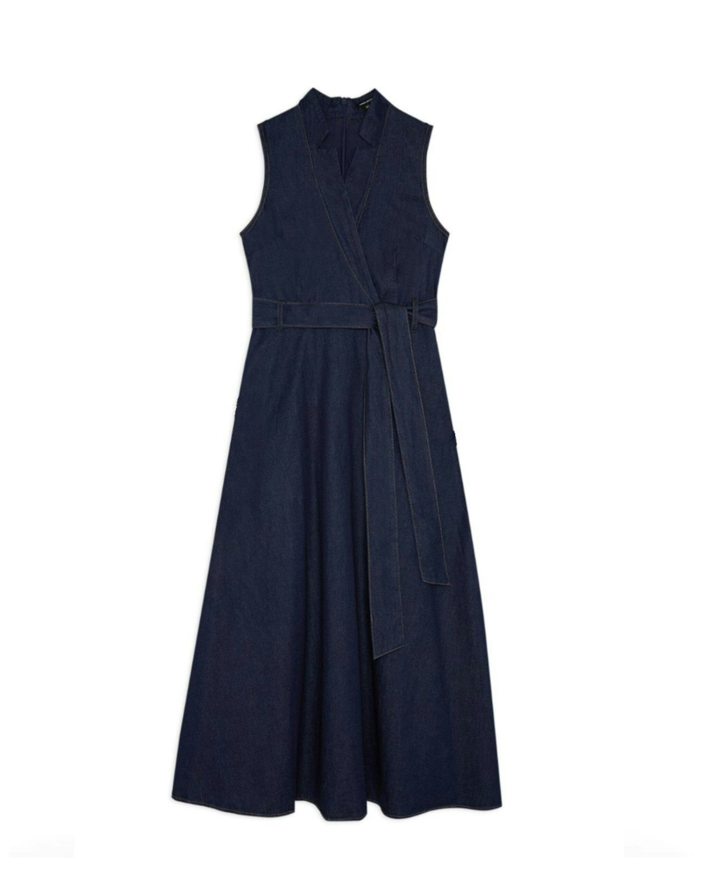 Karen Millen, Petite Tailored Denim Full Skirted Midi Shirt Dress