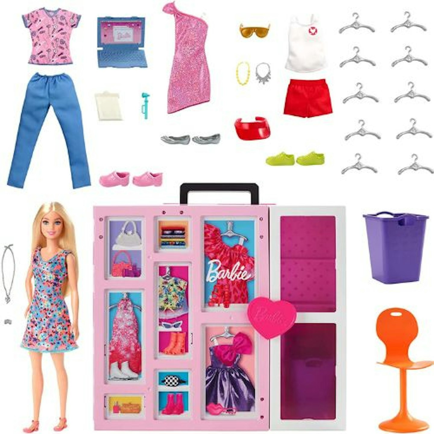 Best Barbie Toys : Barbie Doll and Dream Closet Set with Clothes and Accessories