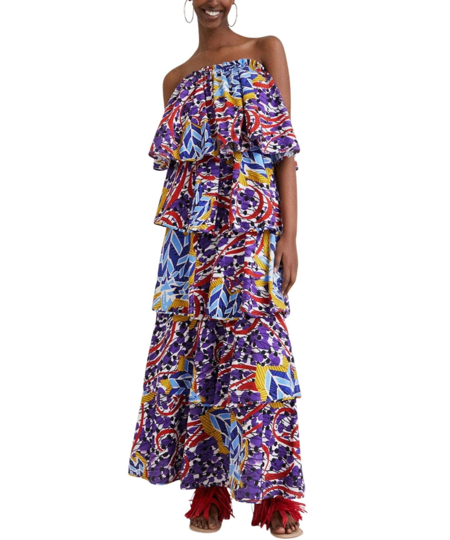 Desigual Stella Jean Long Ruffled Dress