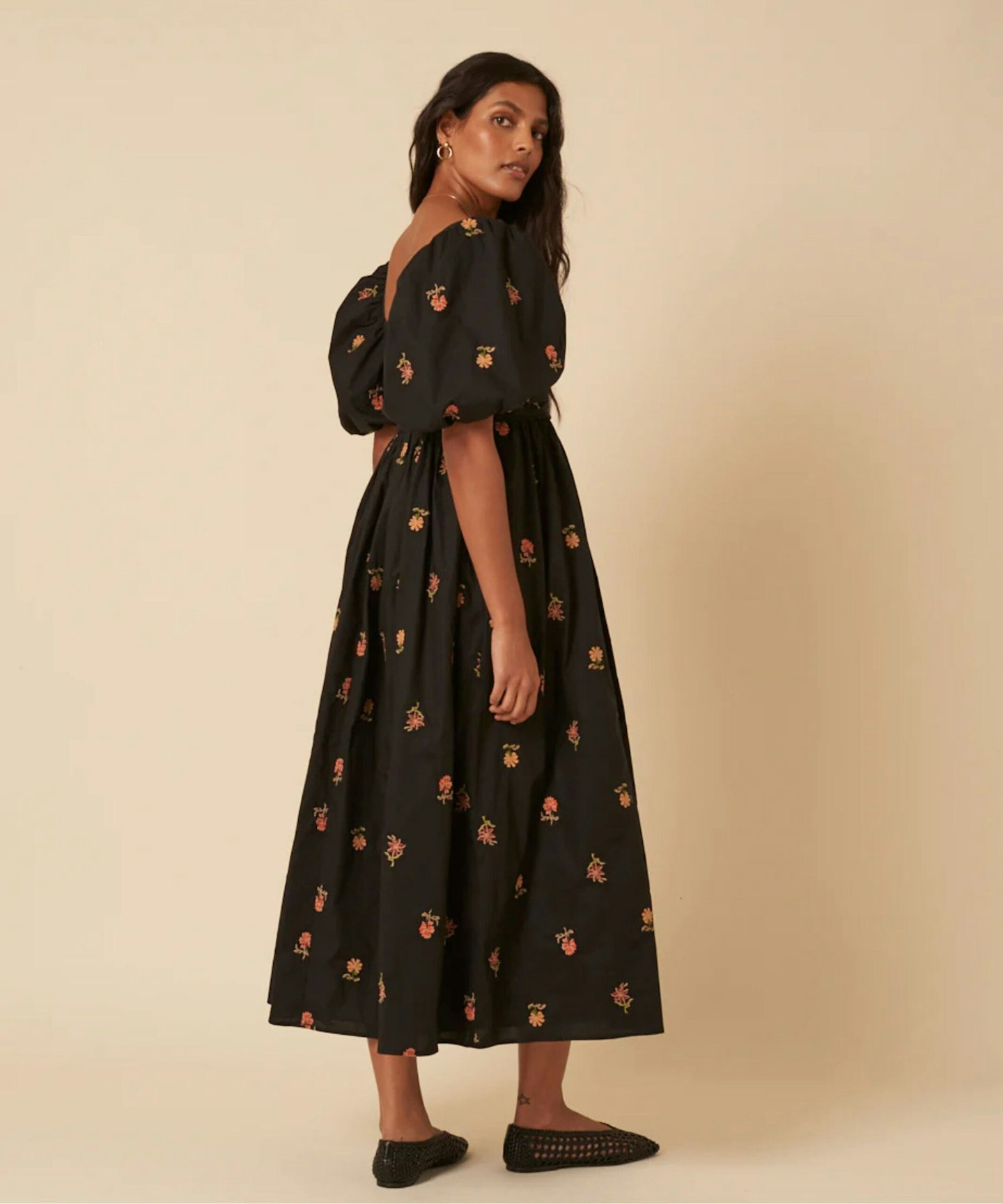 Nobody’s Child Black Floral Nova Midi Dress
