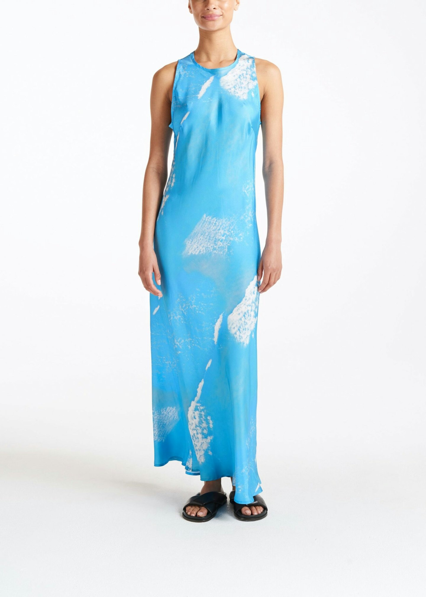 Asceno, Valencia Wave-Print Twill Silk Dress
