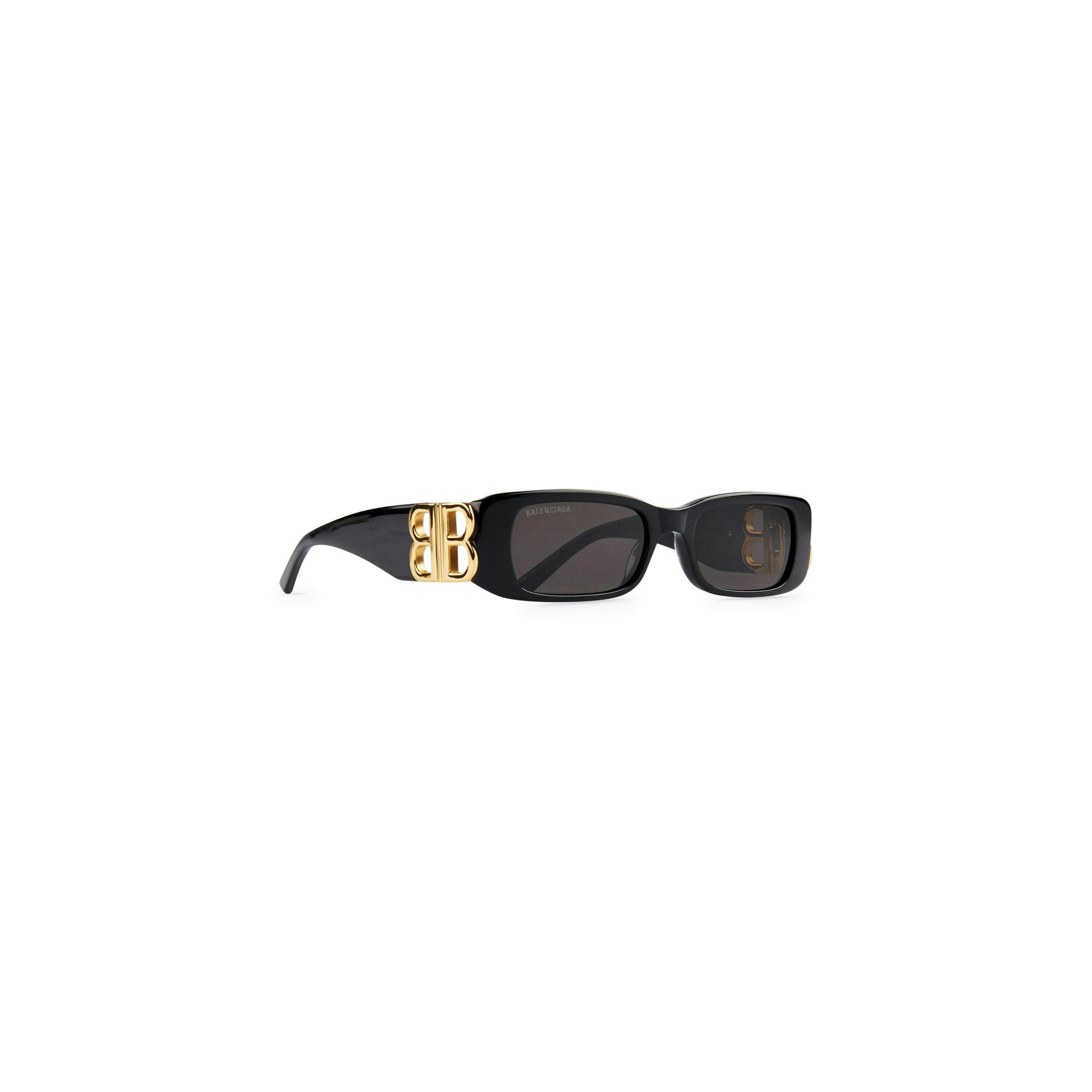 Balenciaga black thin hot sale rectangular sunglasses