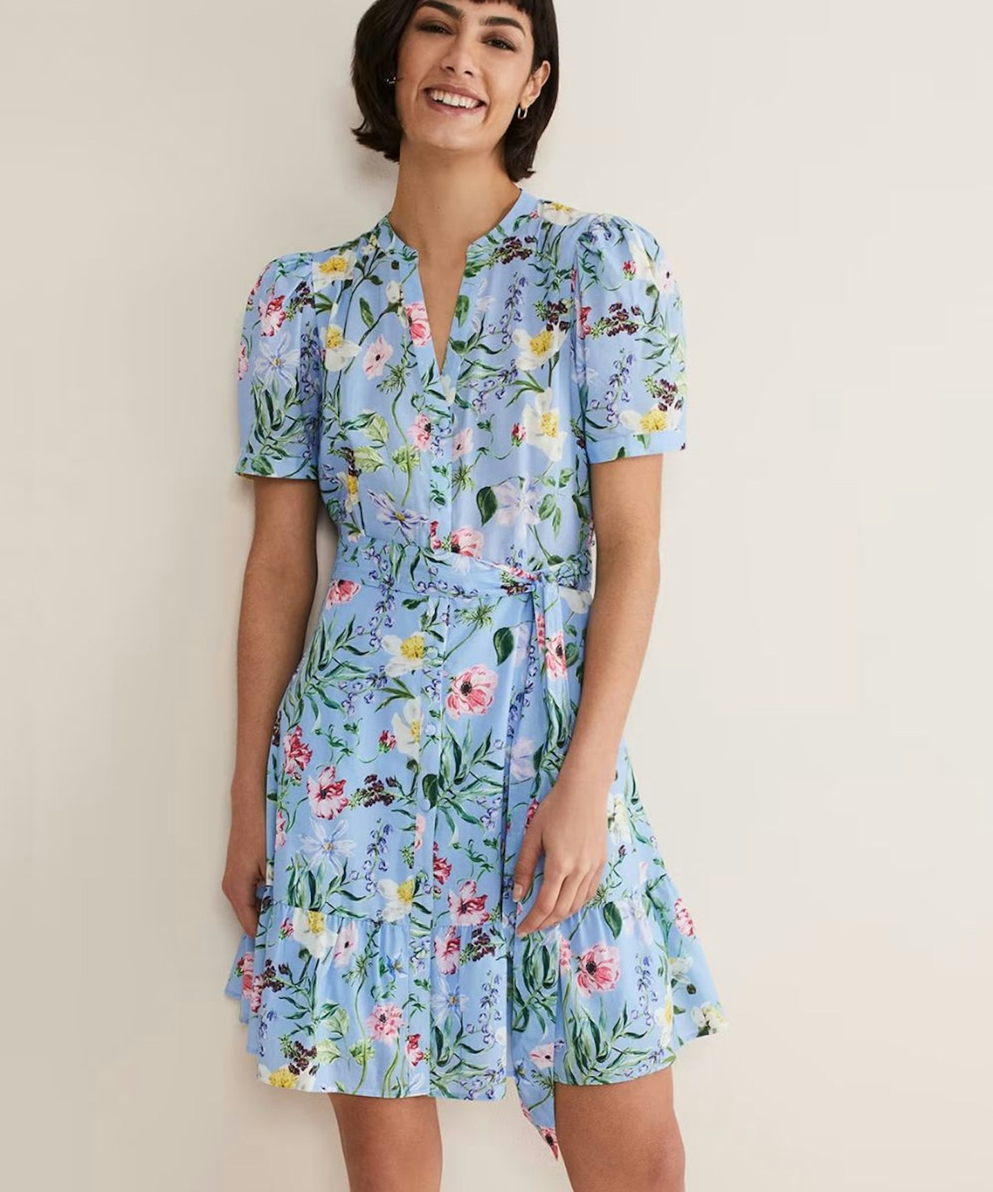 blue floral dress