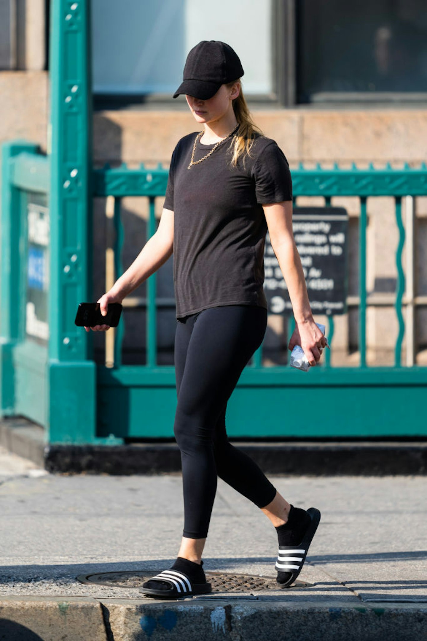 Jennifer Lawrence Adidas sliders