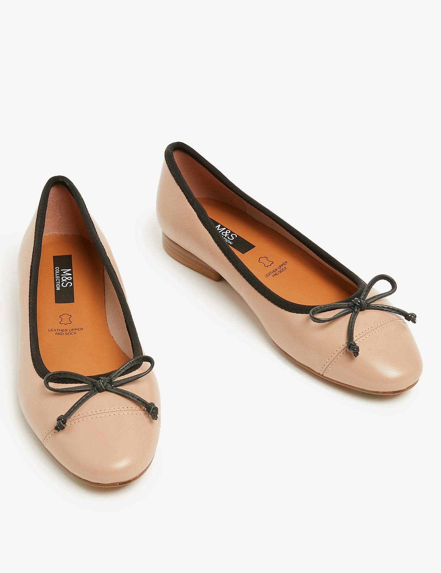 M&S COLLECTION Leather Bow Ballet Pumps