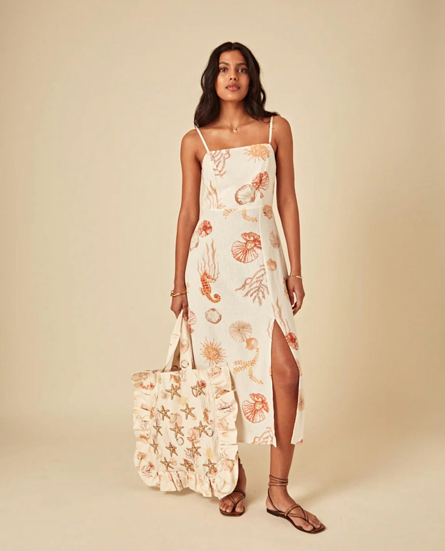 Nobody's Child X Elizabeth Scarlett, Linen Shell Print Maxi