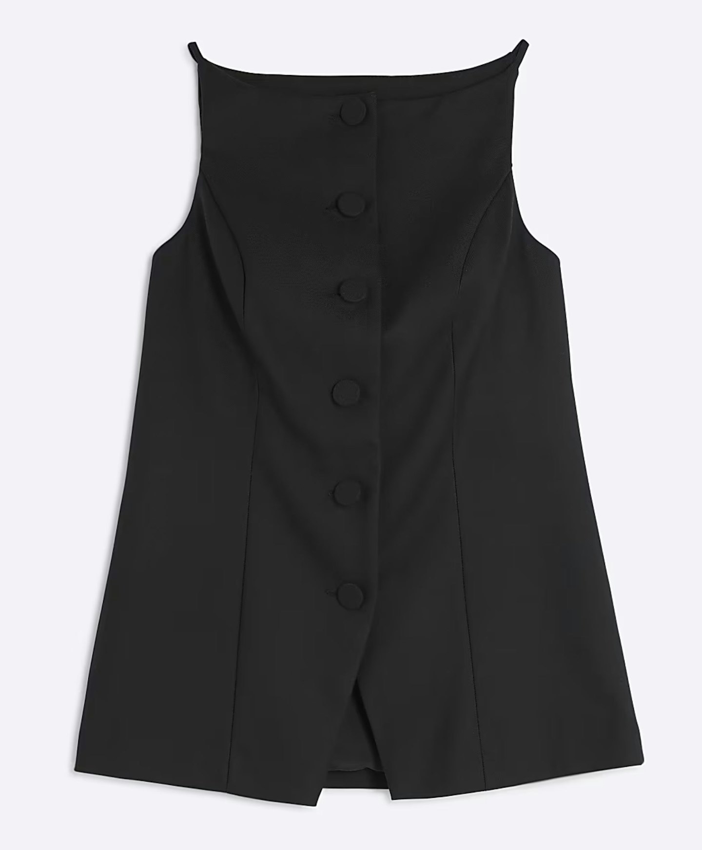 River Island, Black Square Neck Strappy Waistcoat