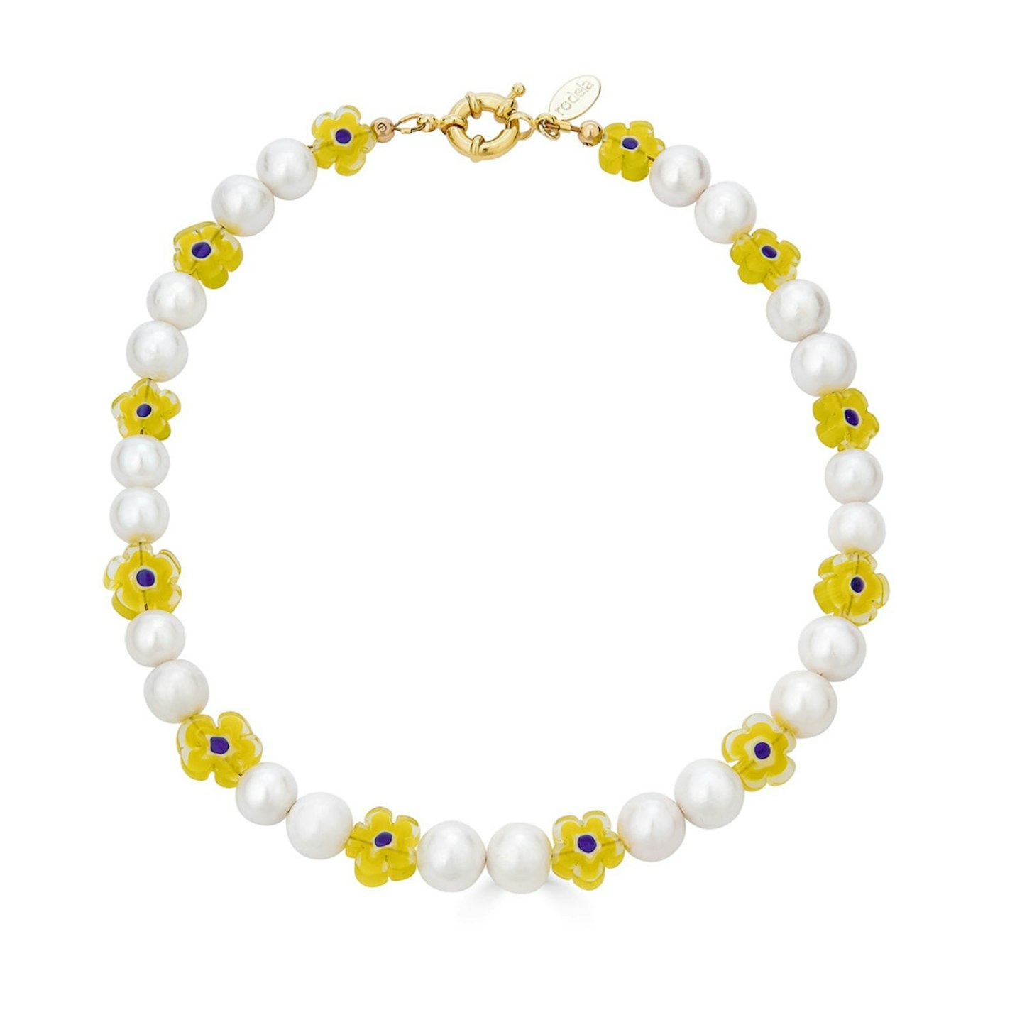 Rodela, Daisy Millefiori And Freshwater Pearl Necklace