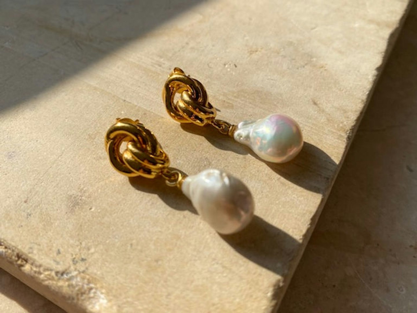 Shyla, Chunky Knot Baroque Pearl Earrings