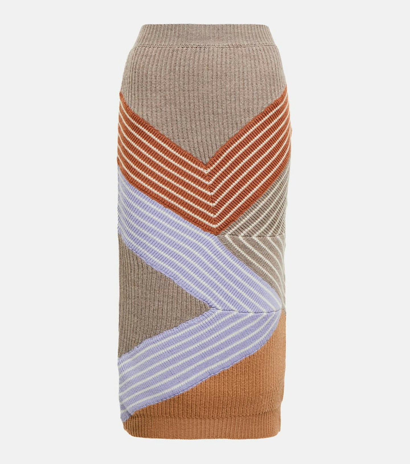 Stella McCartney, Striped Ribbed-Knit Wool Midi Skirt