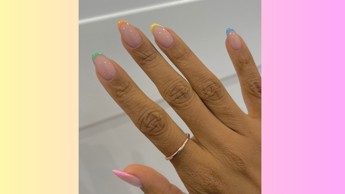 colourful French manicure