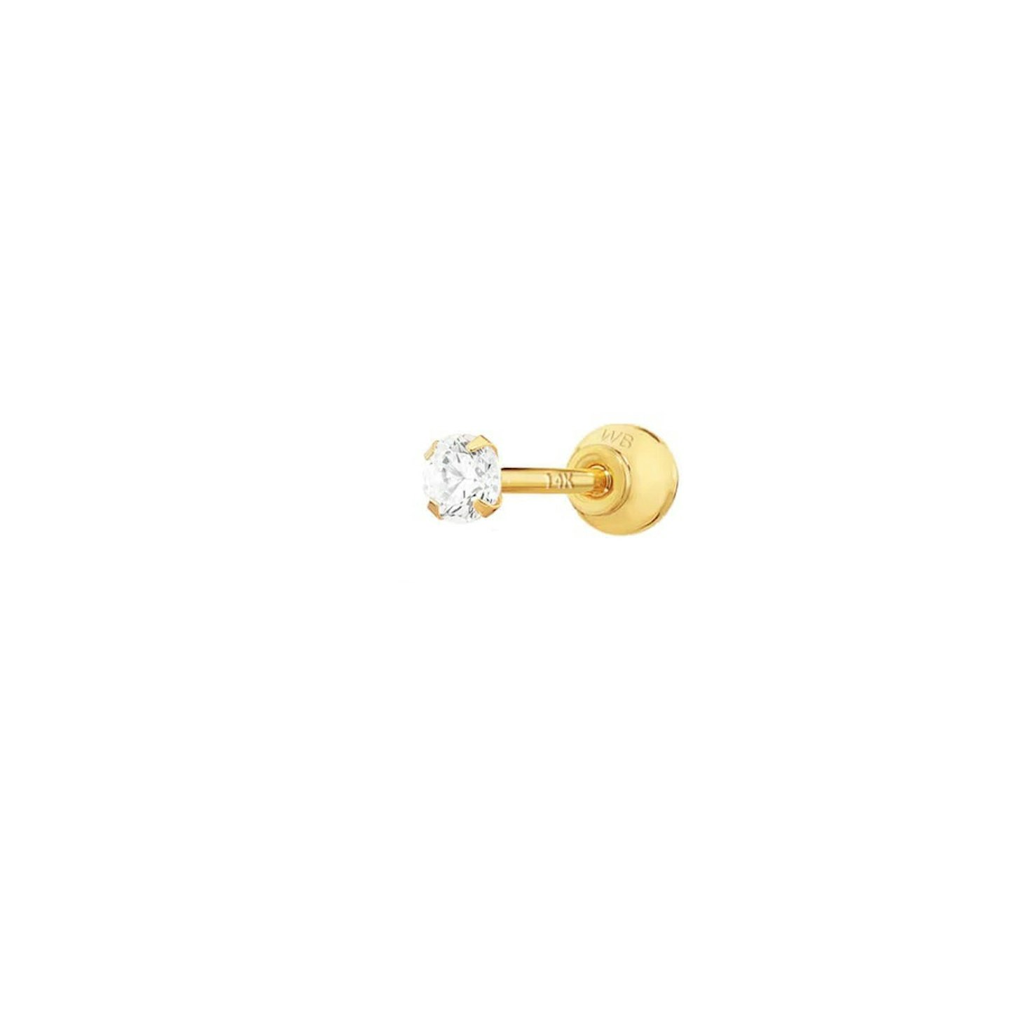 With Bling 14k Simple CZ Barbell (20g)