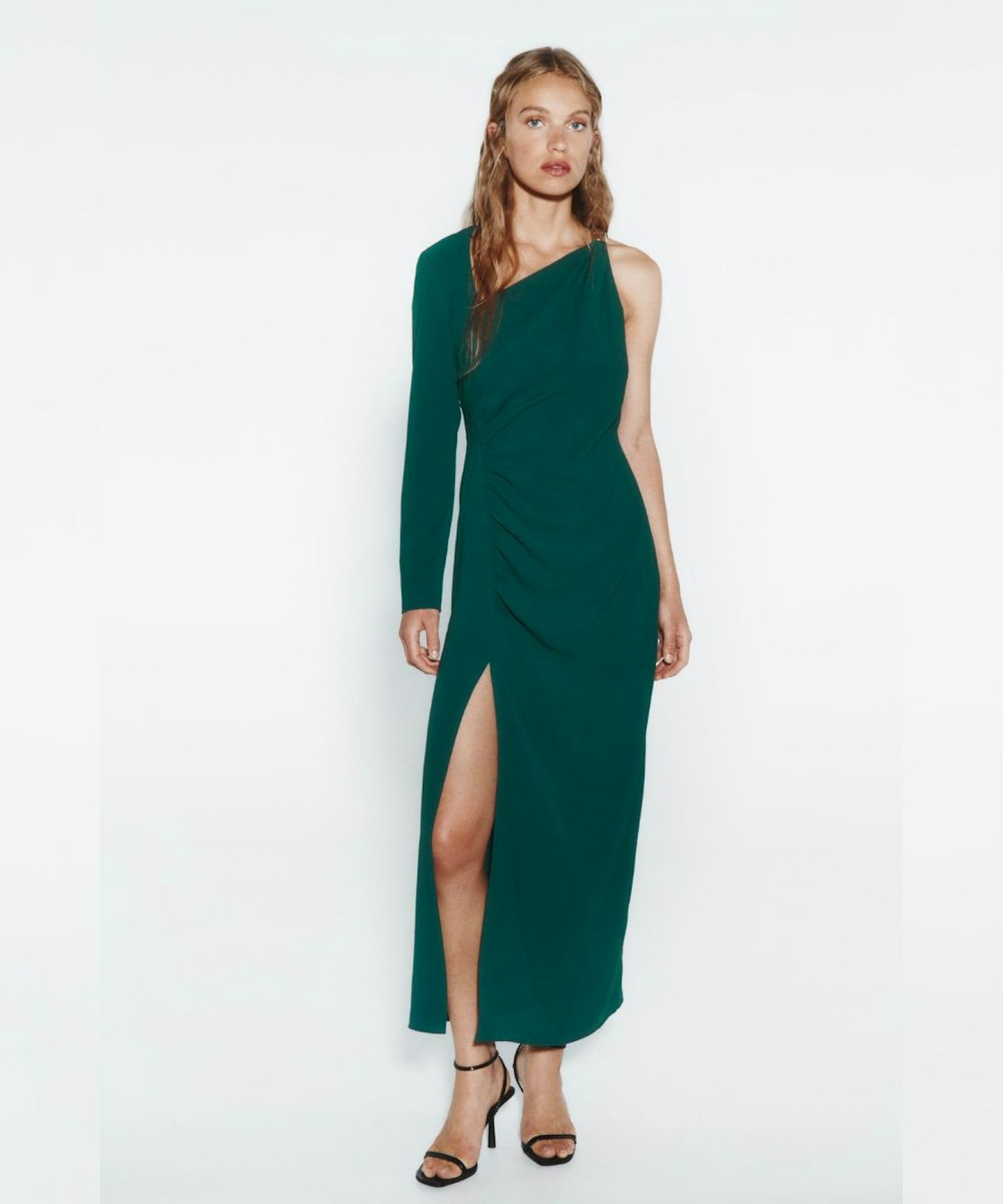 Zara Asymmetric Dress With Metal Piece