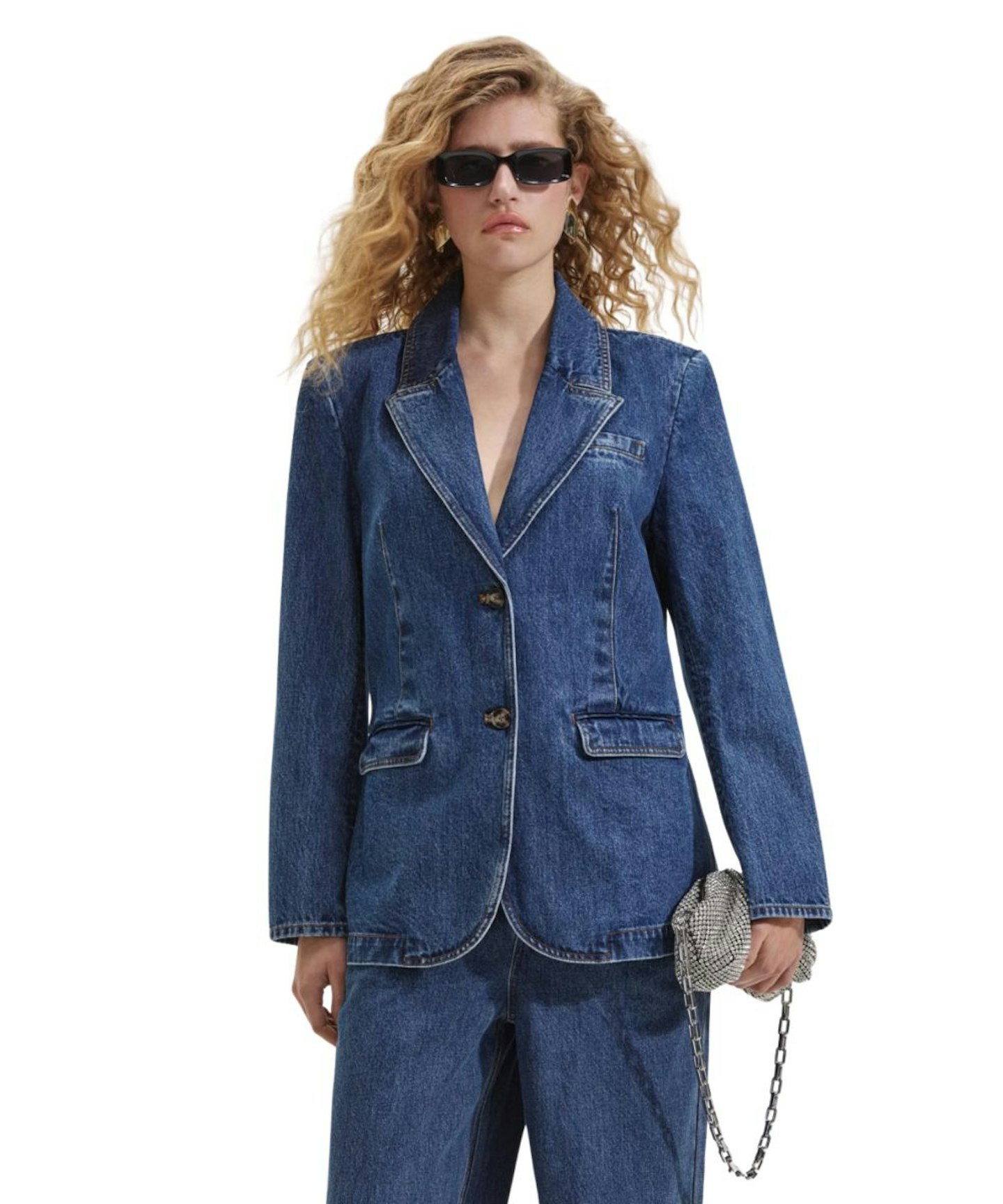 Self-Portrait, Oversized Denim Blazer