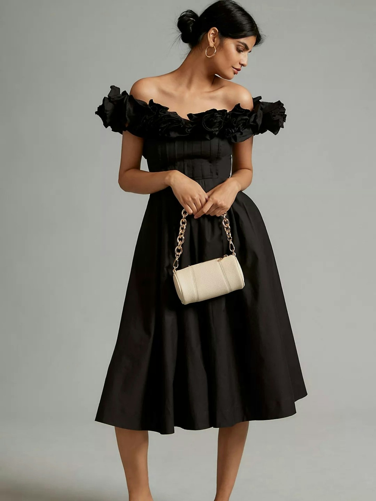 Anthropologie, Maeve Ruffled-Neckline Pleated Dress