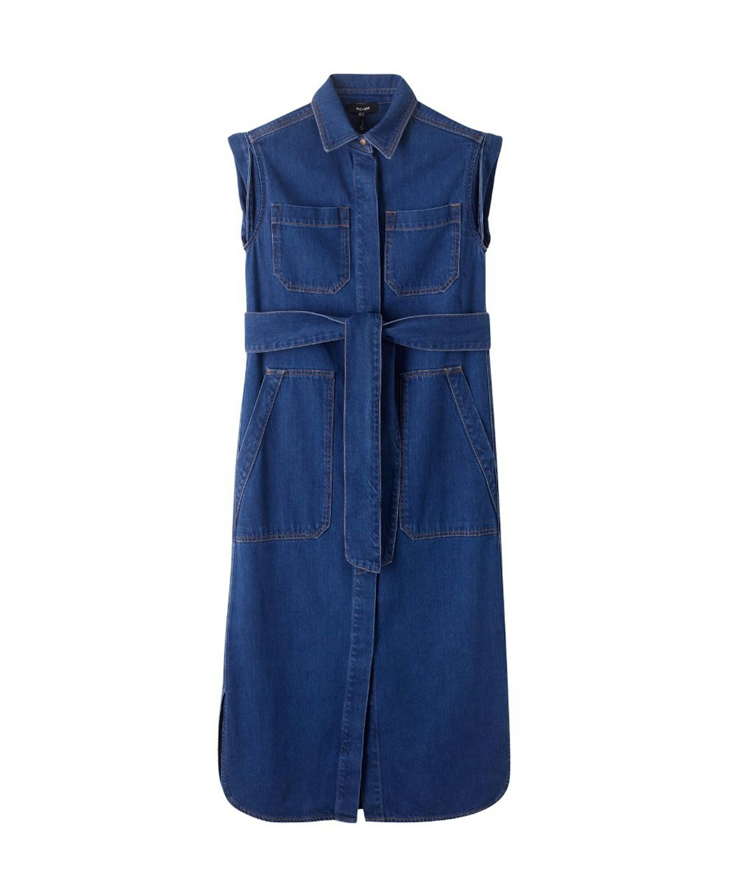 ME + EM, Denim Utility Midi Dress With Belt