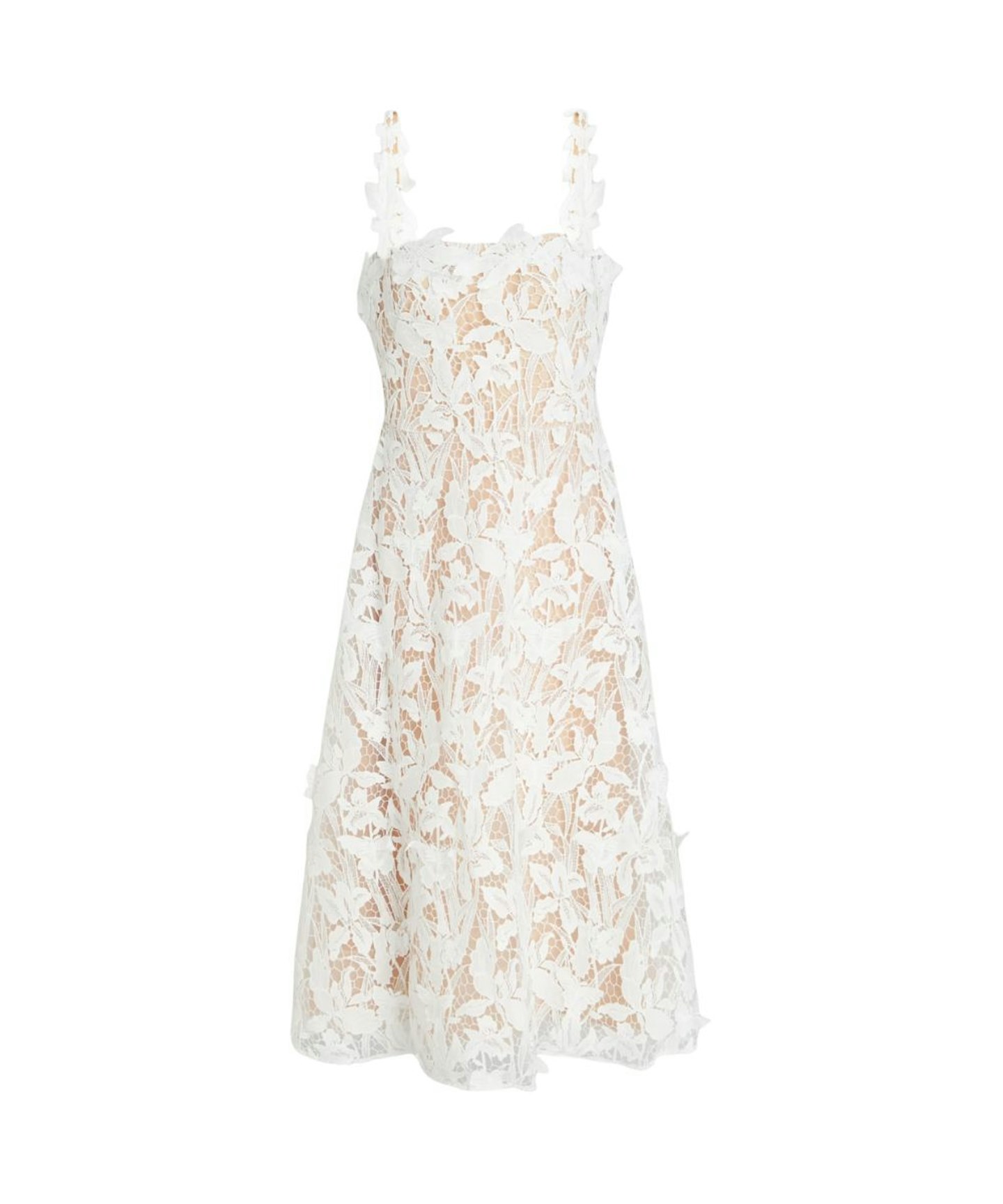 Marchesa Notte, Flared Lace Midi Dress