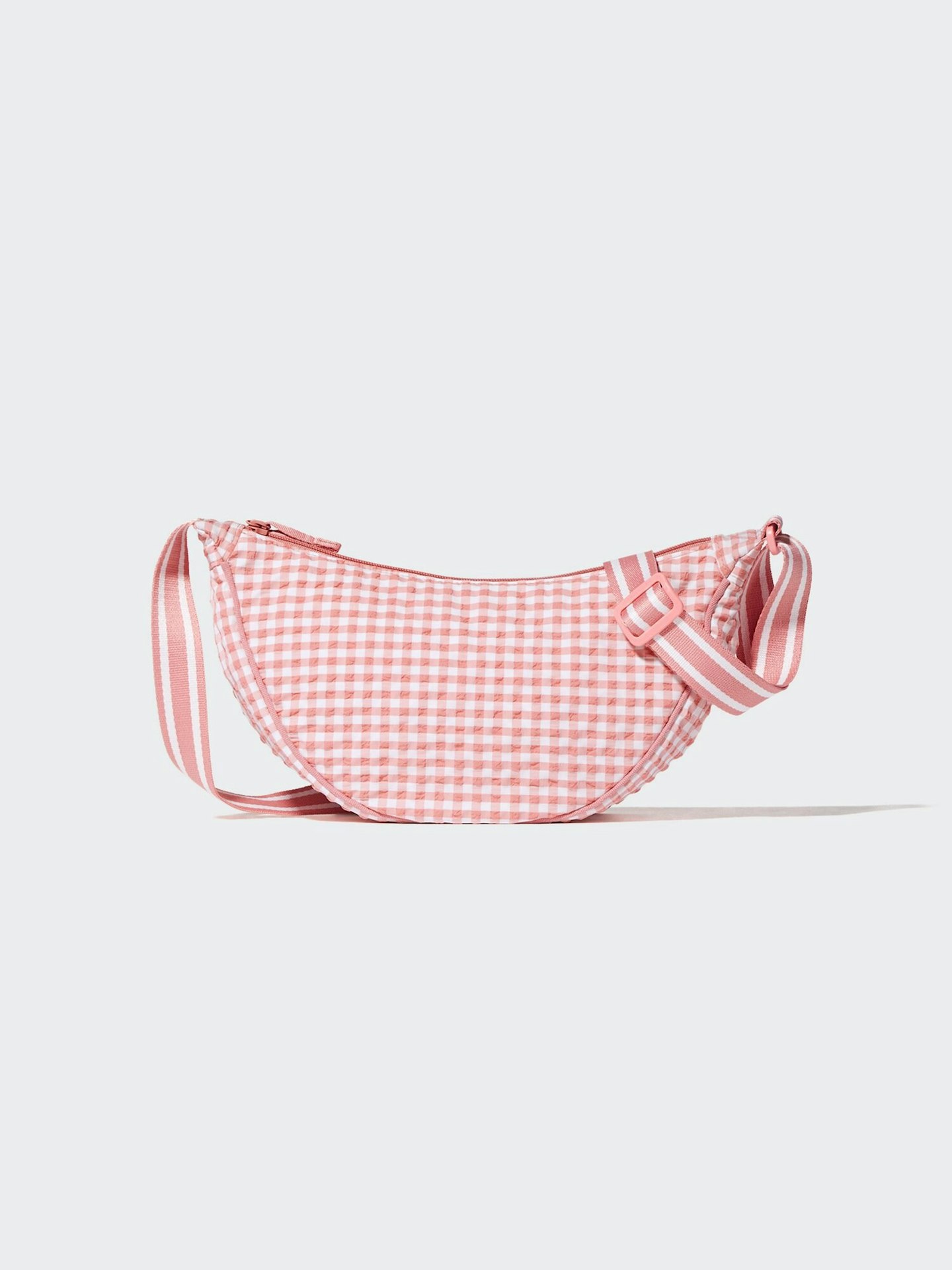 Uniqlo, Round Shoulder Gingham Bag In Pink