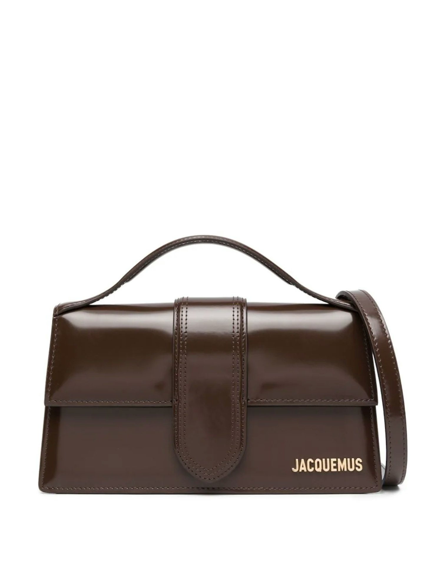 Jacquemus Bambino Leather Tote Bag in Chocolate Brown