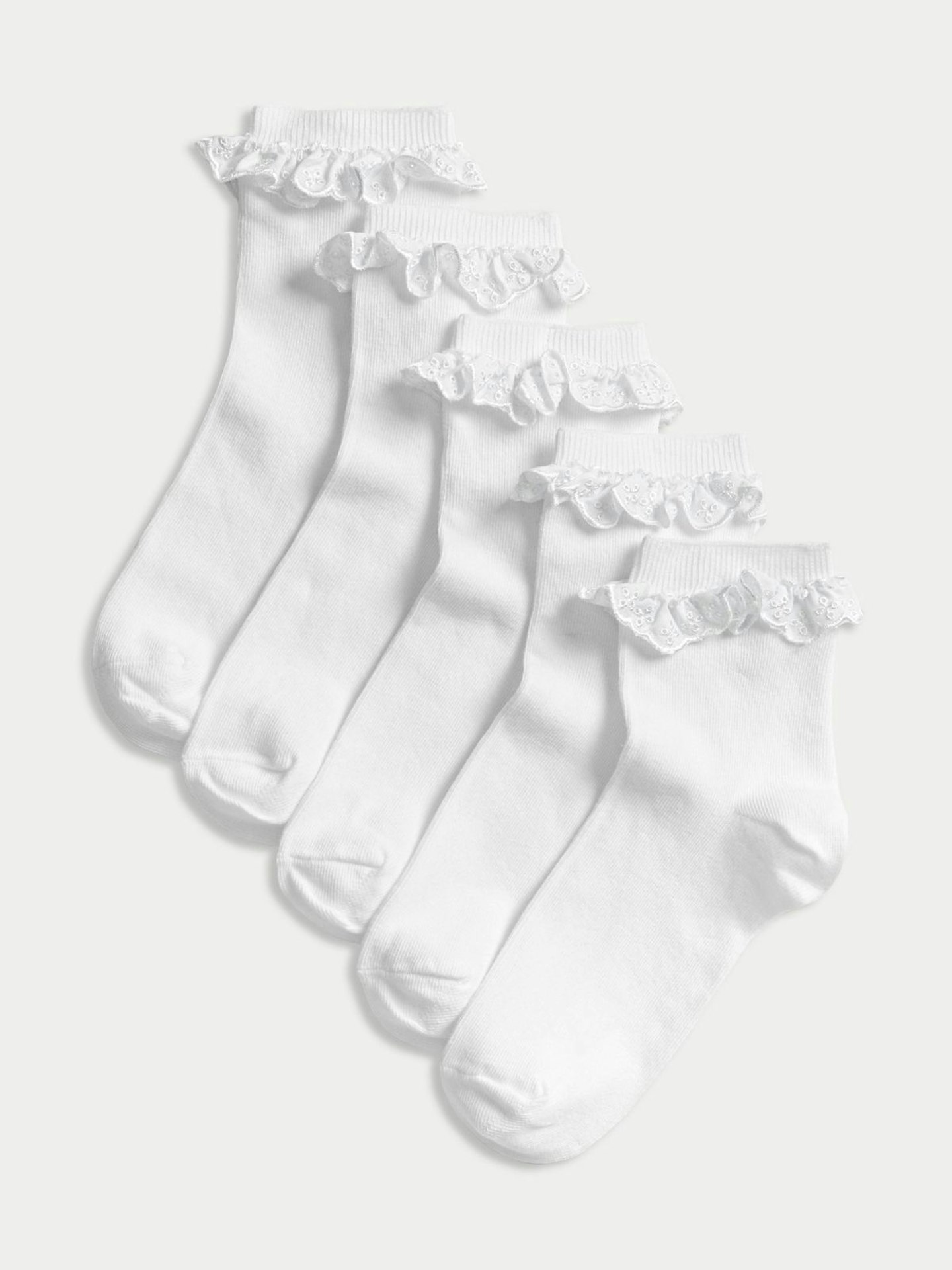 5pk Cotton Rich Frill School Socks