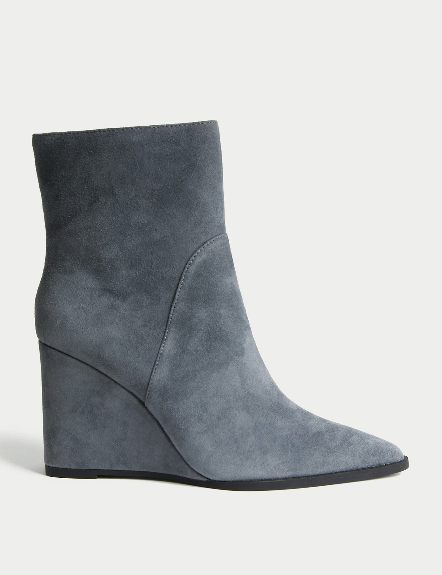 m&s boots suede ankle wedge