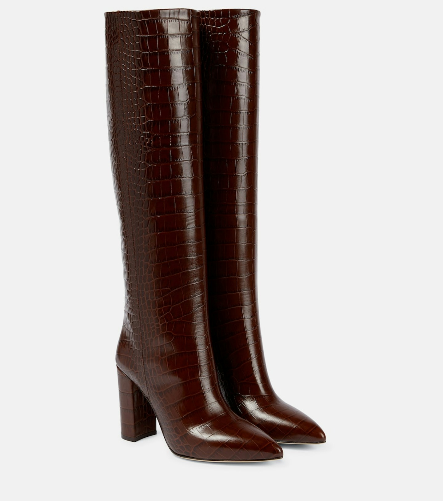 Paris Texas, Croc-Effect Leather Knee-High Boots
