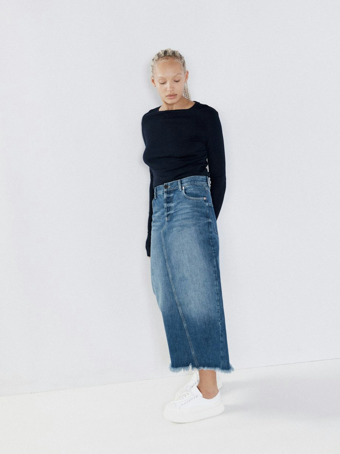 Raey, Split-Back Organic-Cotton Denim Skirt