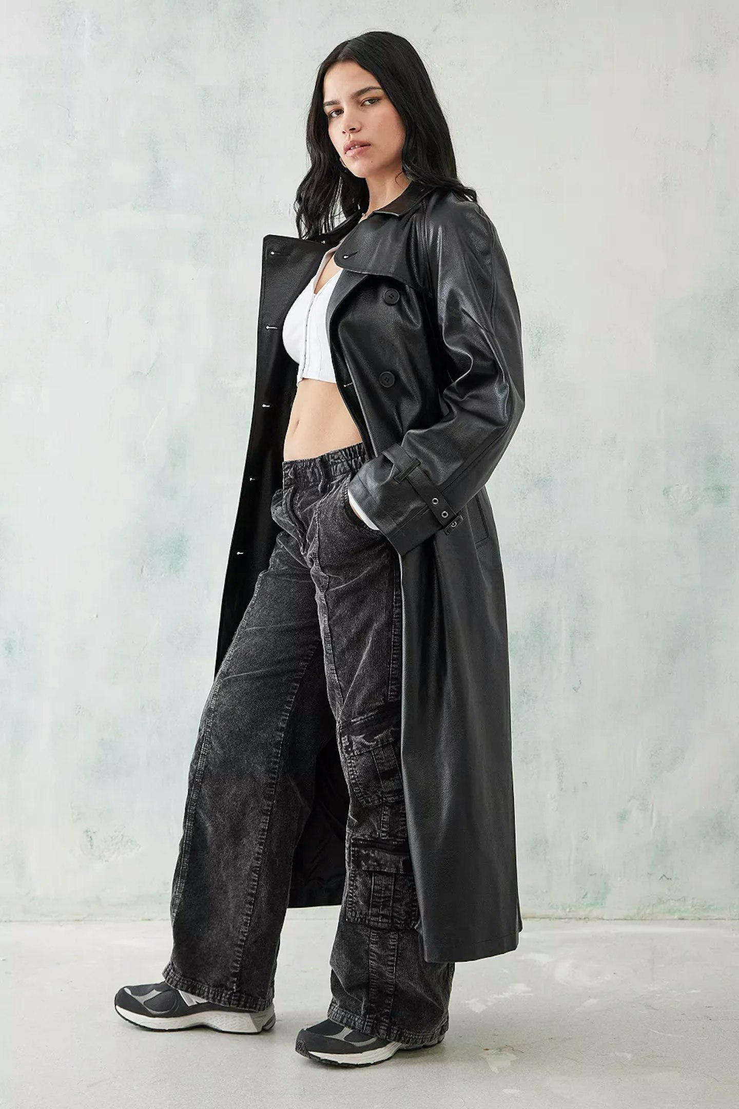 Urban Outfitters, Faux-Leather Trench Coat
