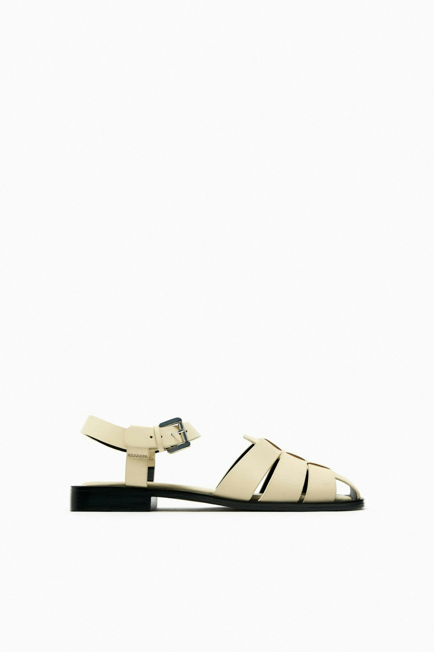 Zara, Flat Leather Cage Sandals