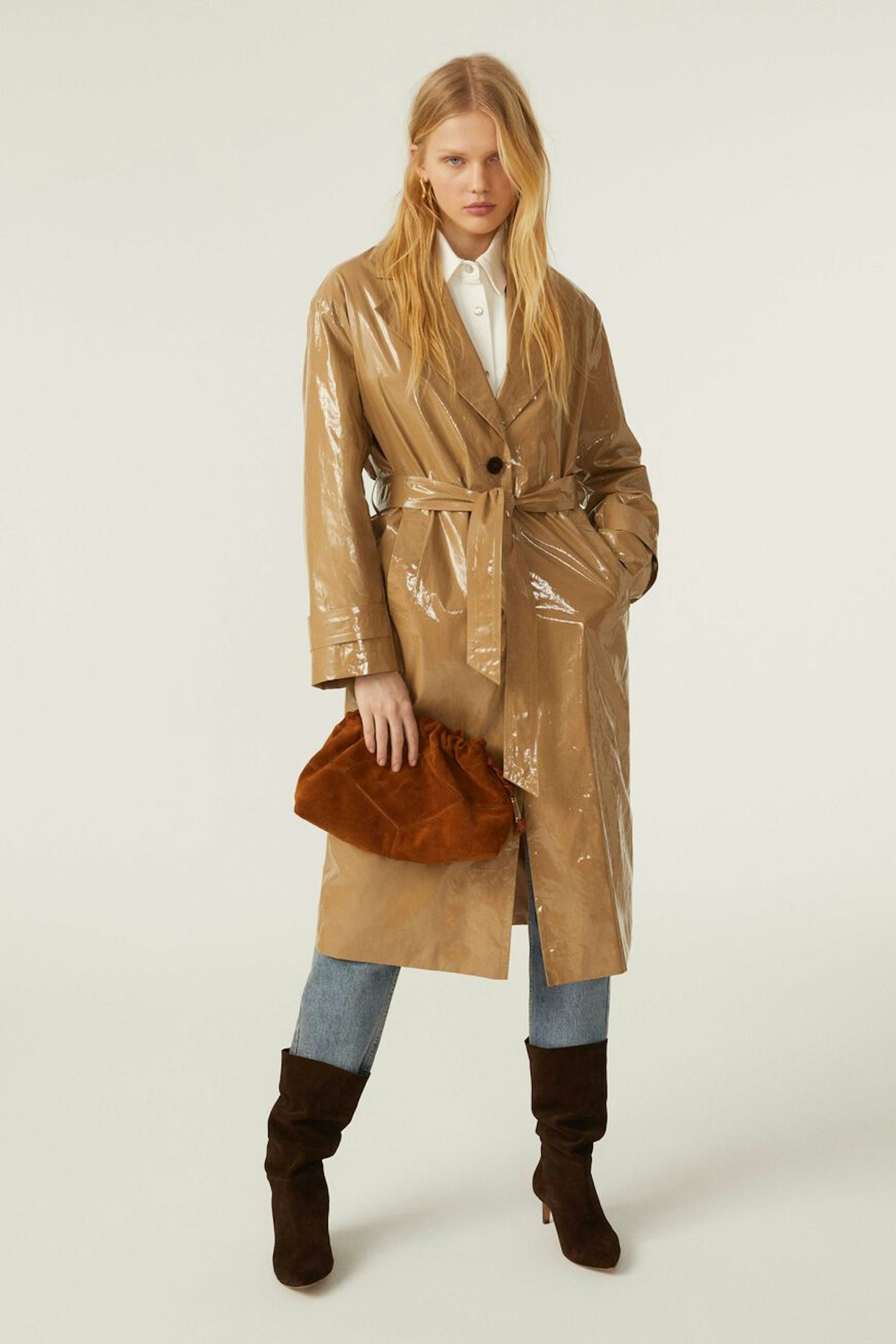 BA and SH Patent Leather Trench Coat
