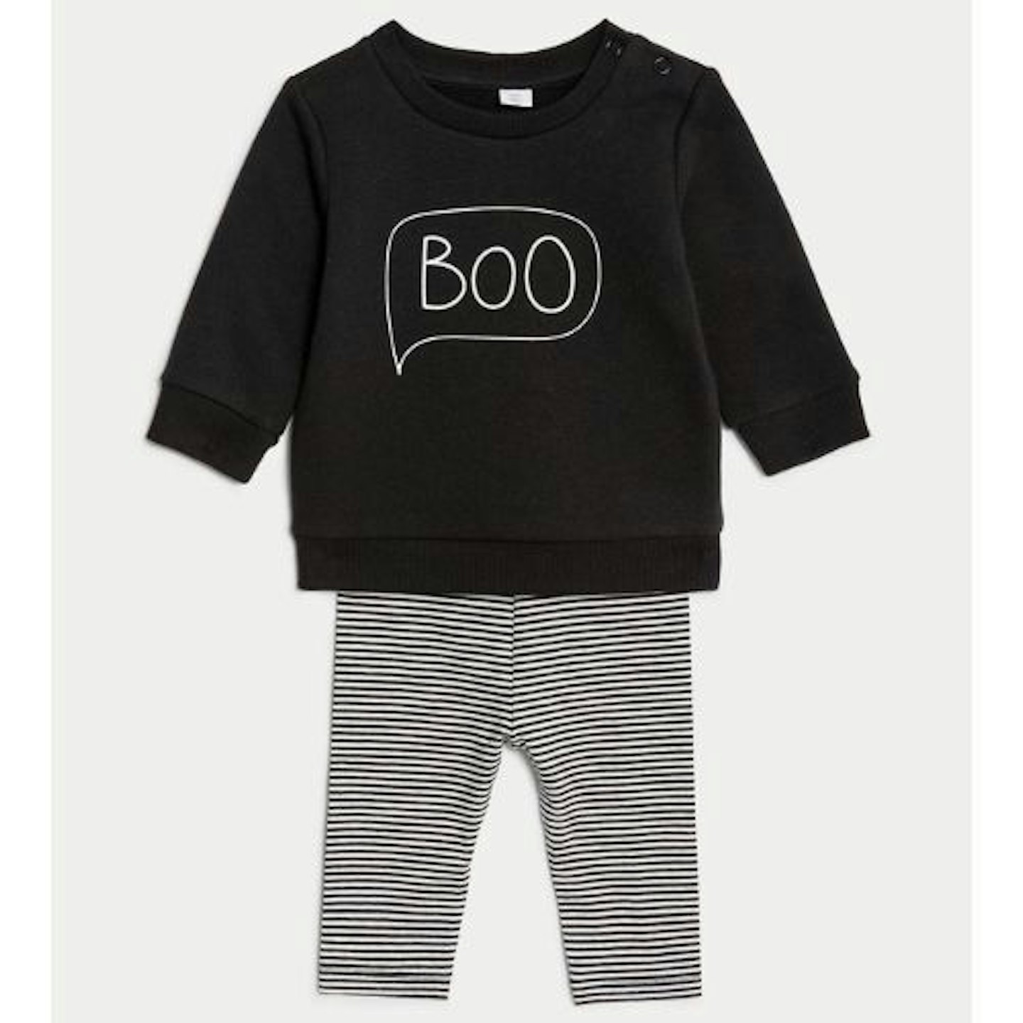Kids Halloween Costumes: 2pc Cotton Rich Boo Slogan Striped Outfit