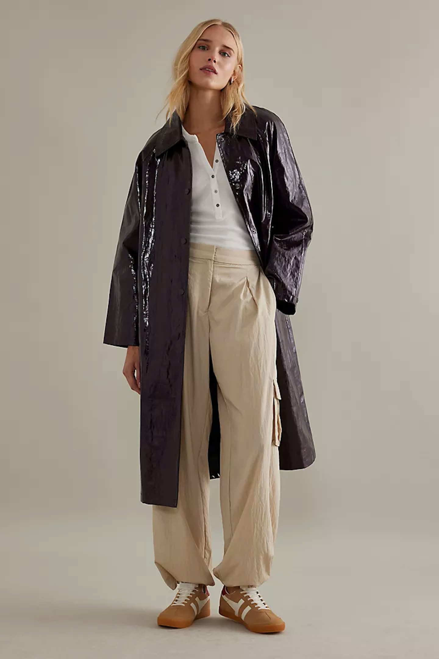 Anthropologie Patent Trench Coat