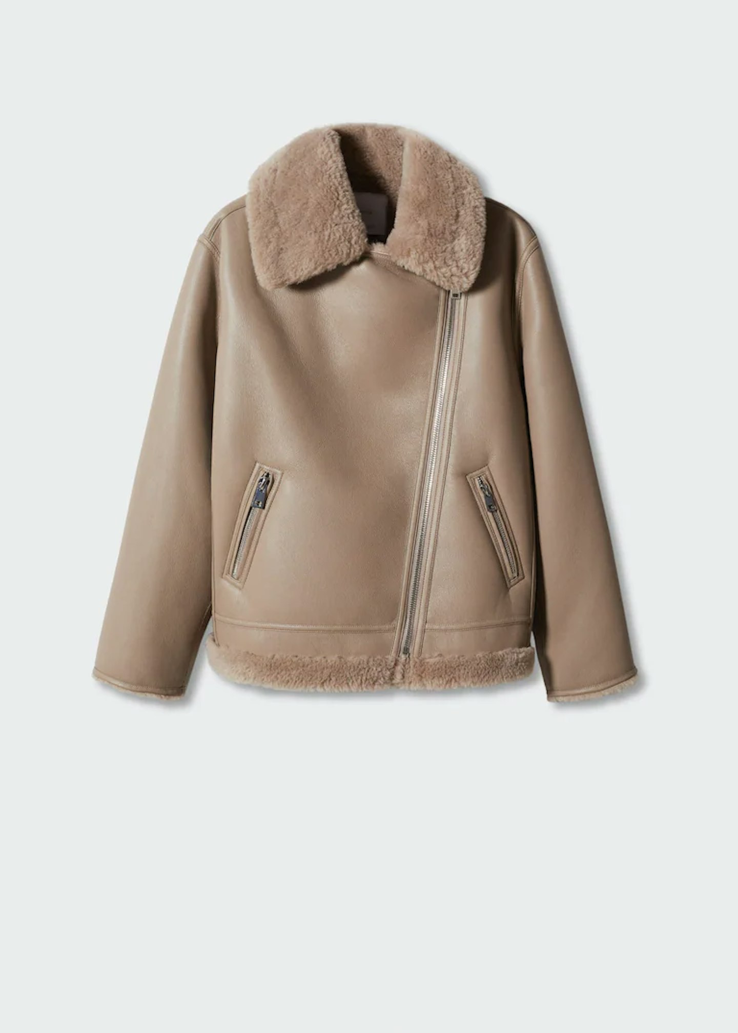 Mango, Faux Shearling Lined Coat