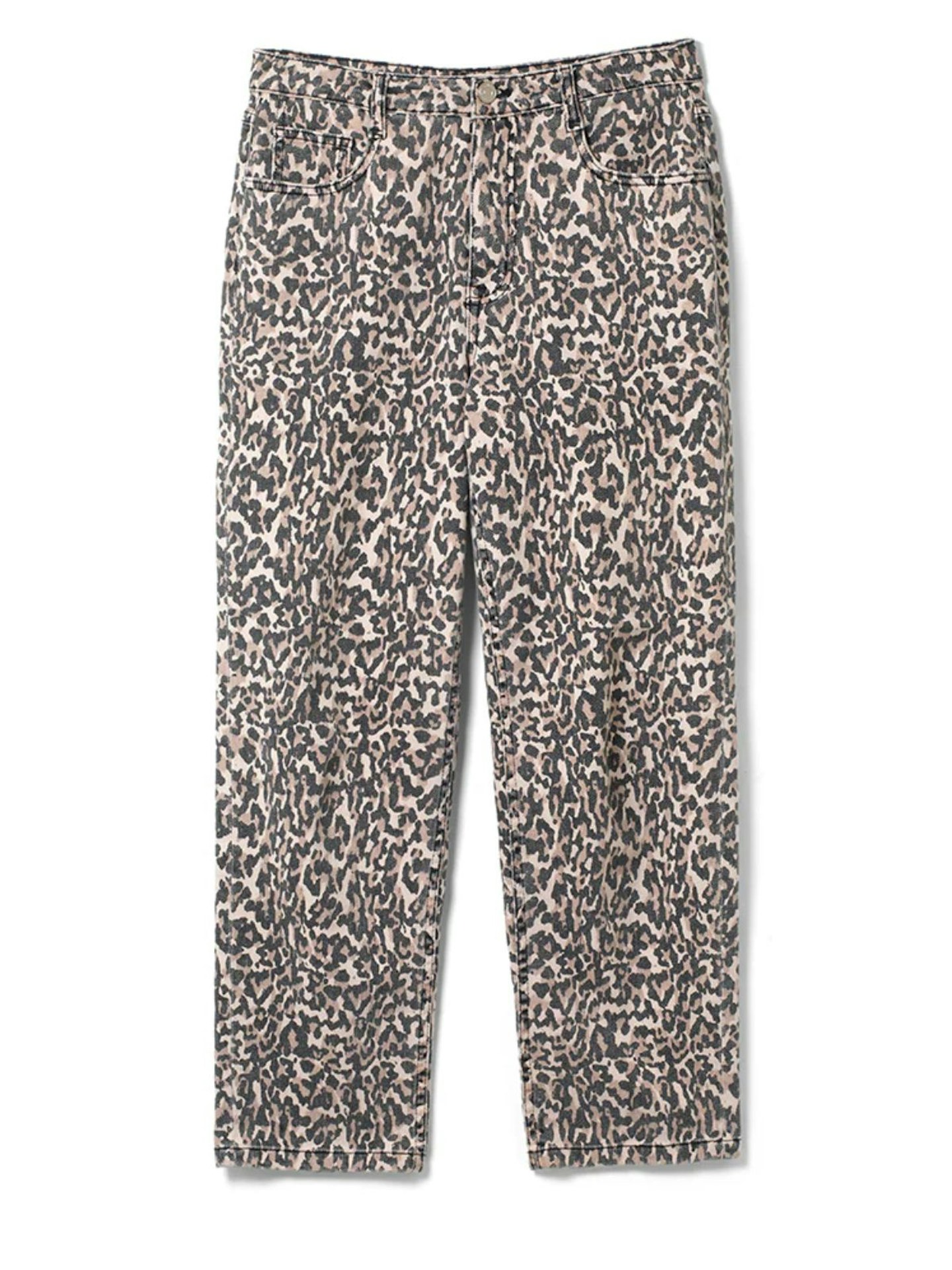 Nobody's Child, Leopard Print Tapered Straight Leg Jeans