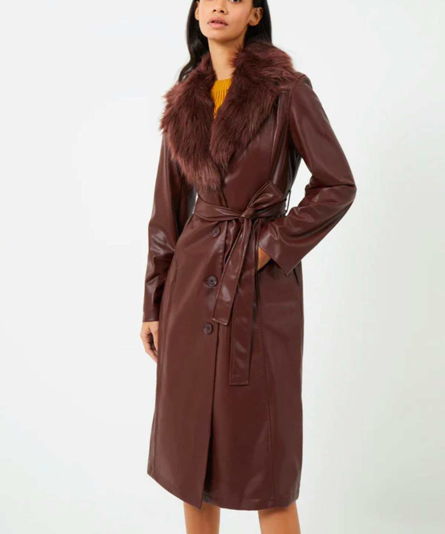 Etta Vegan Leather Faux Fur Long Coat