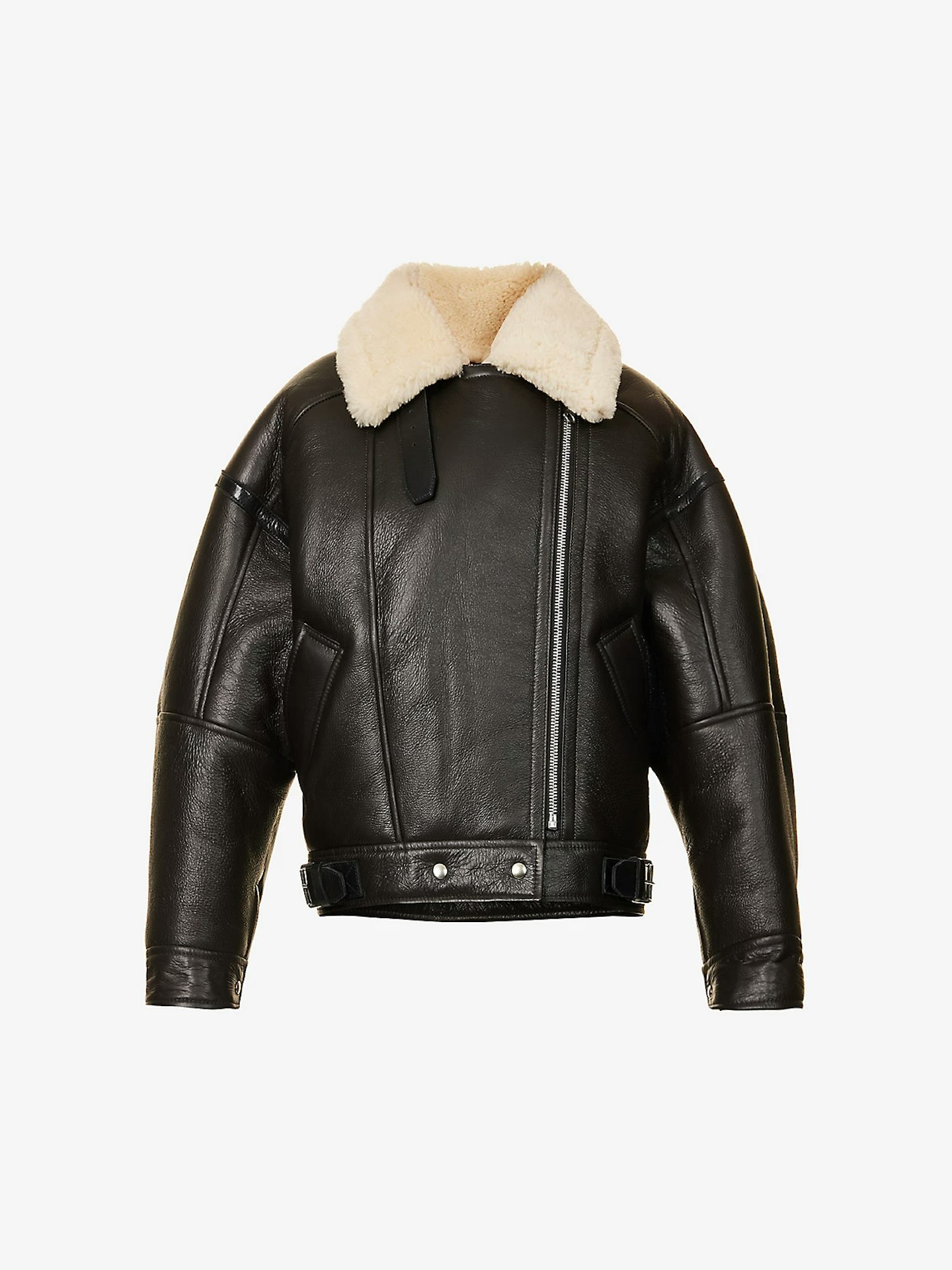 Acne Studios, Buckle-Embellished Relaxed Fit Shearling Jacket