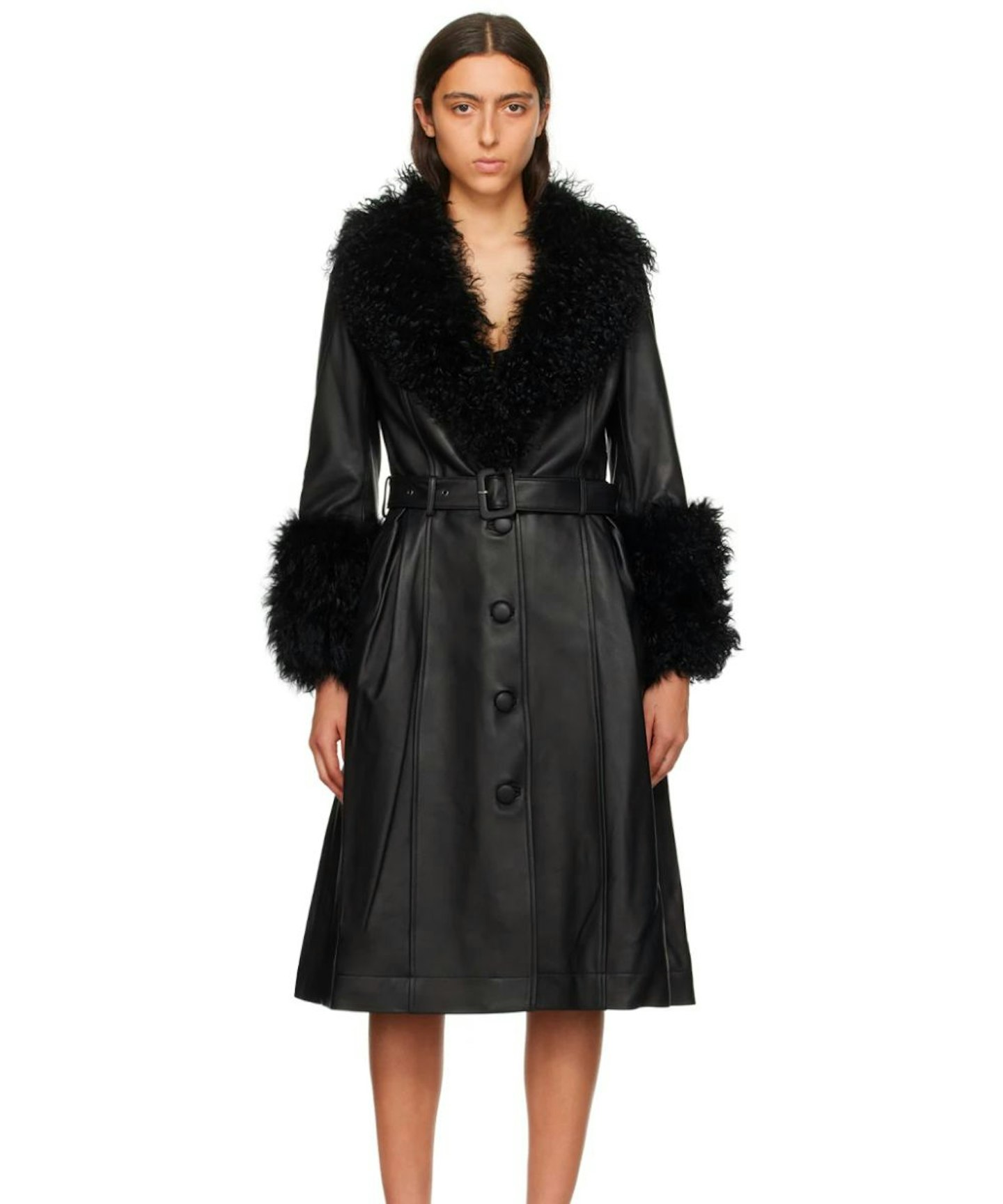 Saks Potts Black Foxy Shearling Coat