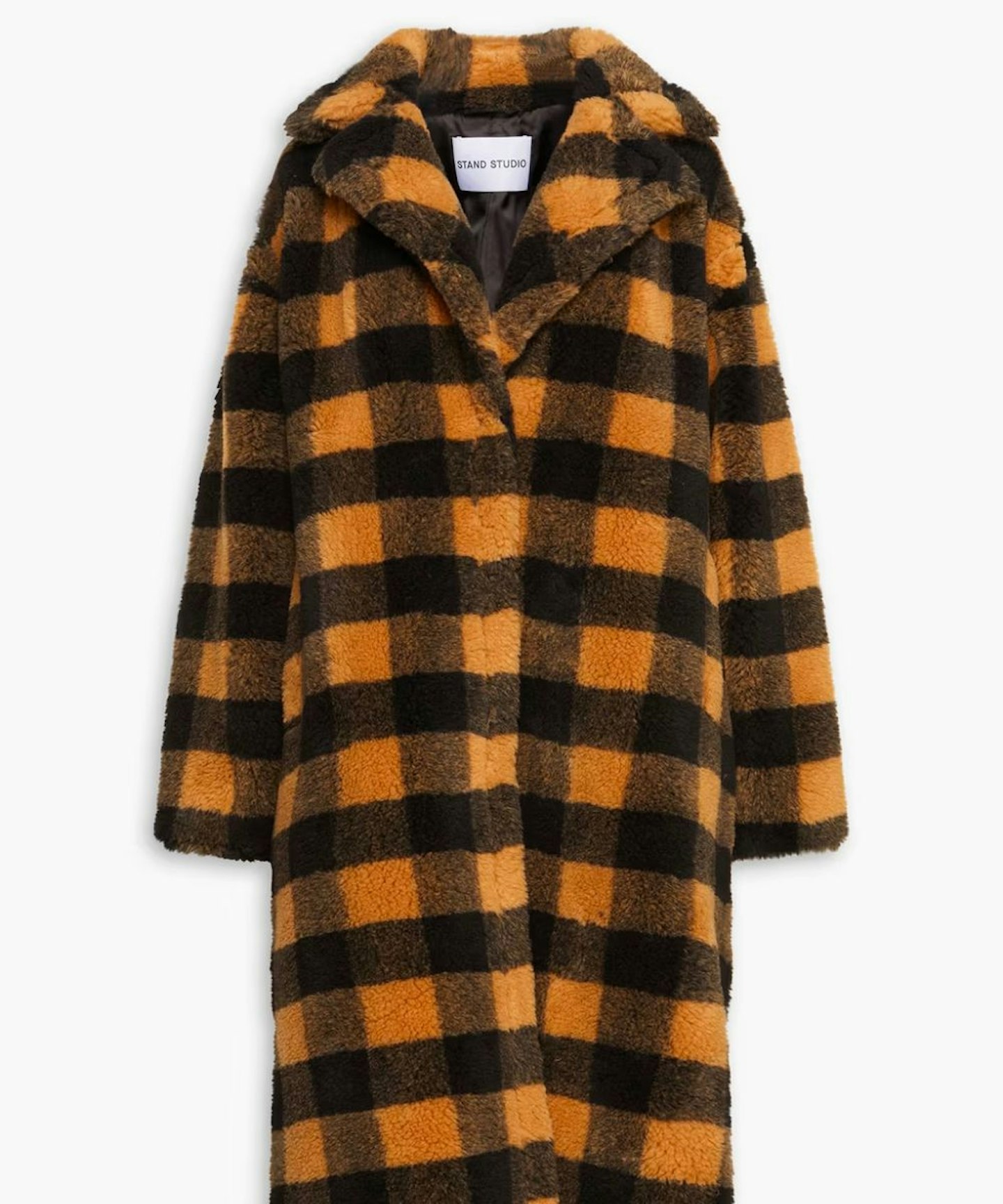 Stand Studio Maria Checked Faux Shearling Coat