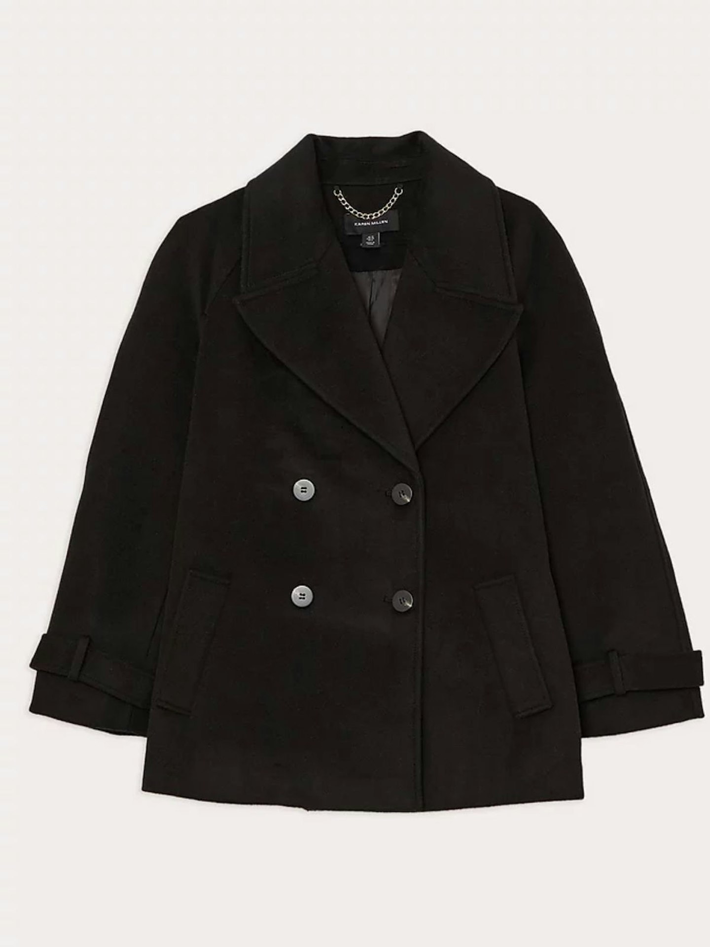 Karen Millen, Tailored Wool Blend Double Breasted Short Pea Coat