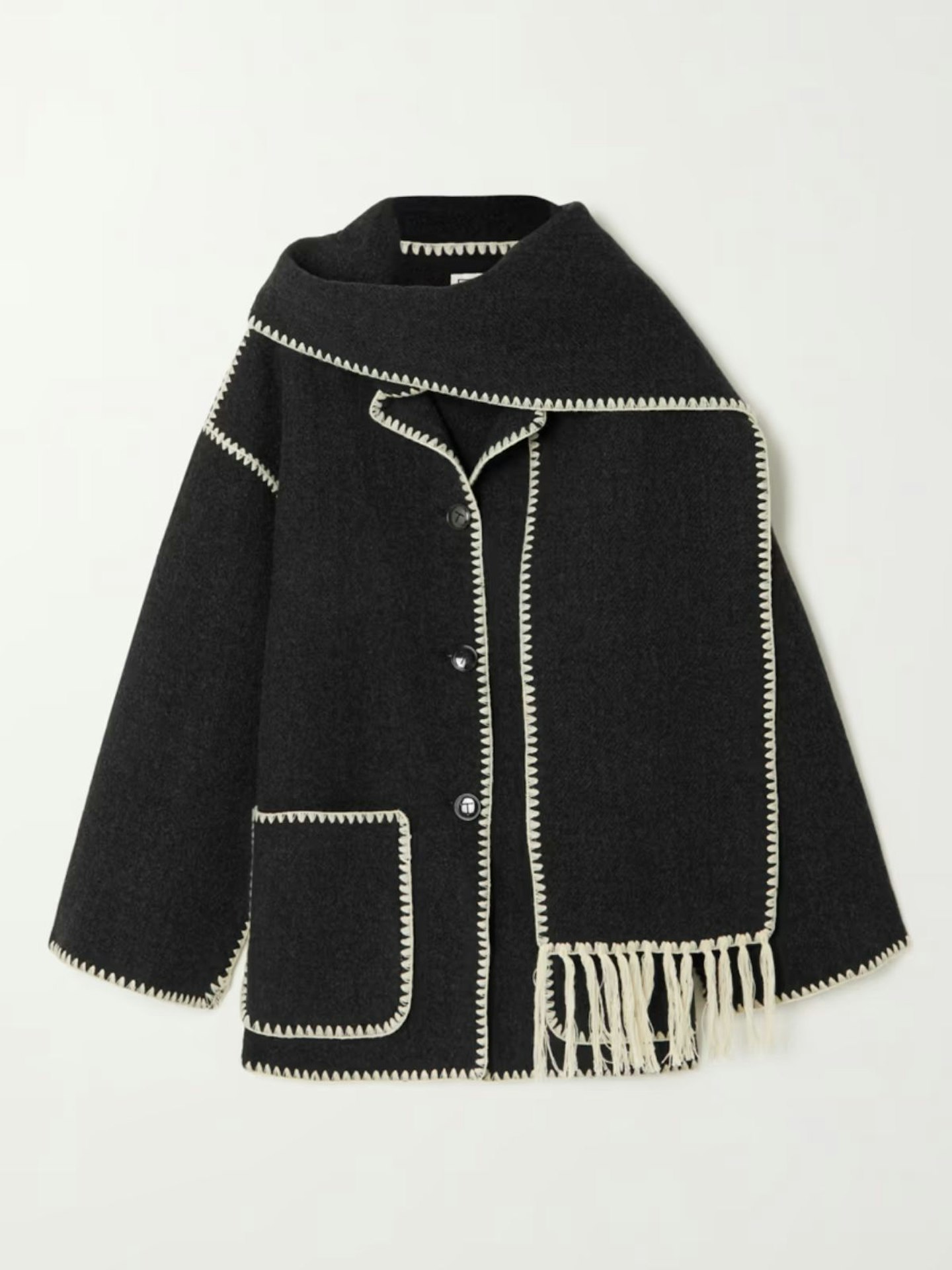 Toteme, Draped Fringed Wool-Blend Jacket