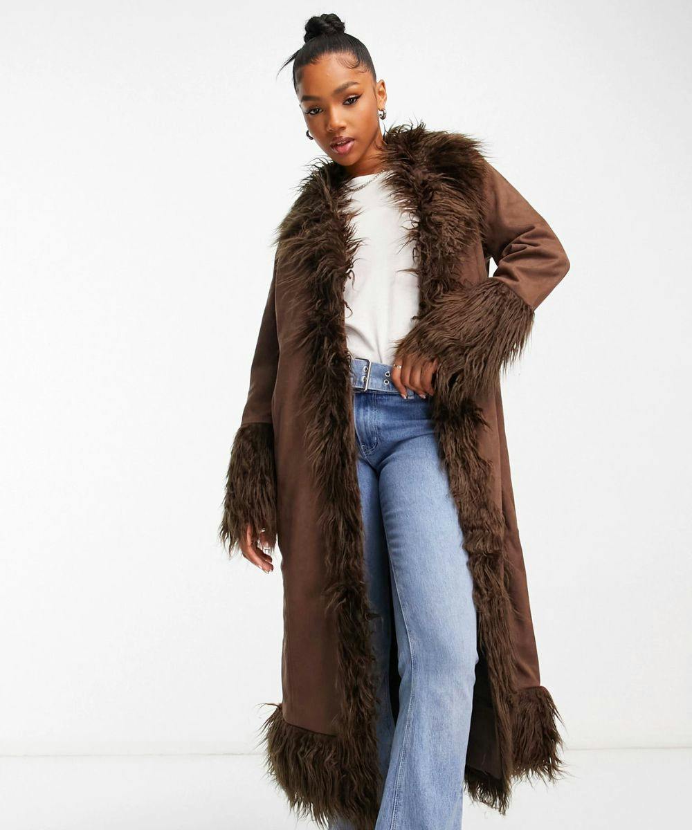 Topshop urban shaggy outlet faux fur coat