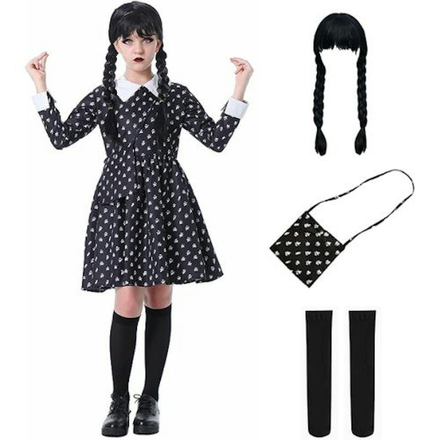 Kids Halloween Costumes:Churgigi Wednesday Addams Dress Kids Wednesday Addams Costume