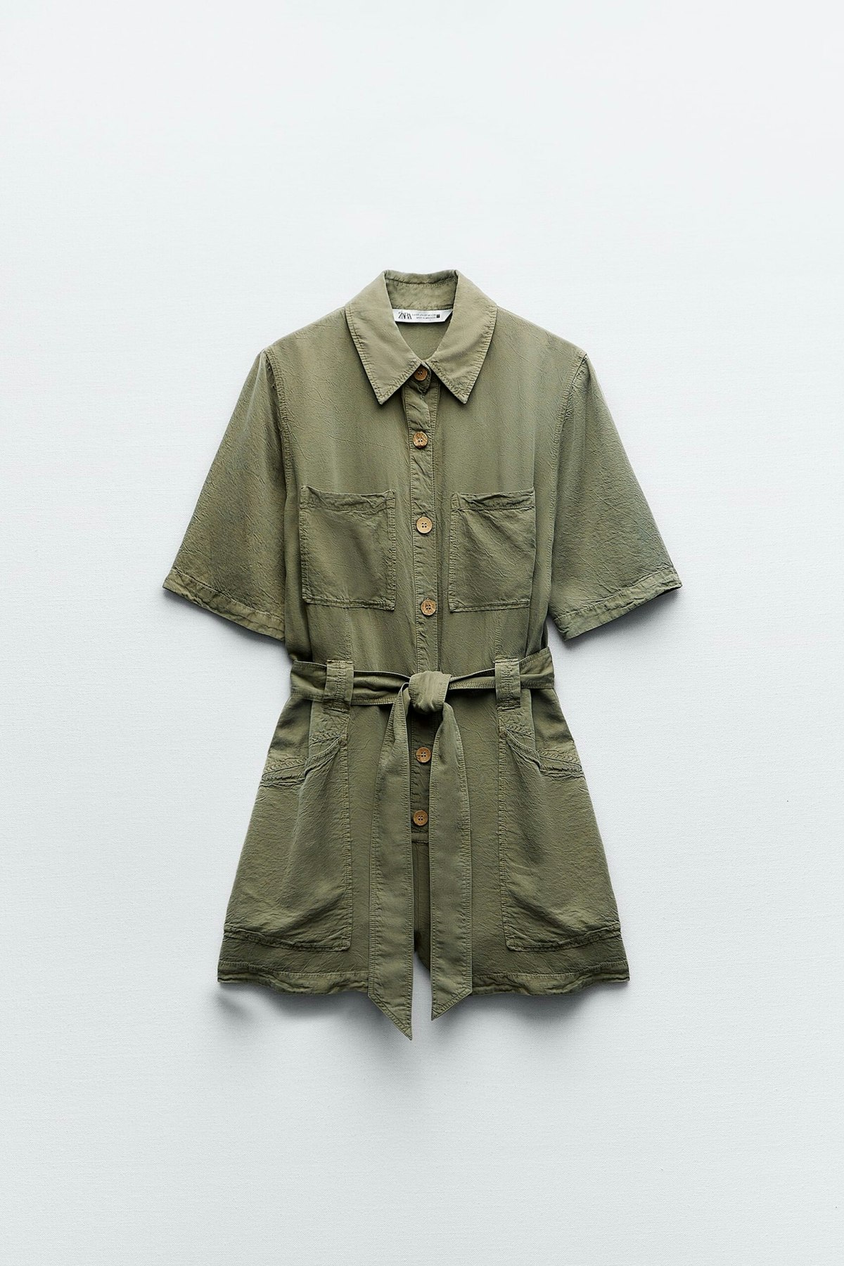 Combinaison (playsuit) Zara Vert Lin - Taille S (UK 8) - État Excellent, Portée Une Seule Fois