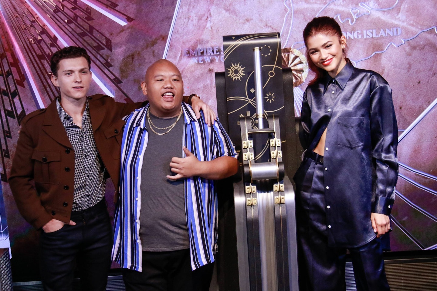 Tom Holland, Zendaya and Jacob Batalon promoting Spider-Man: Far From Home in 2019