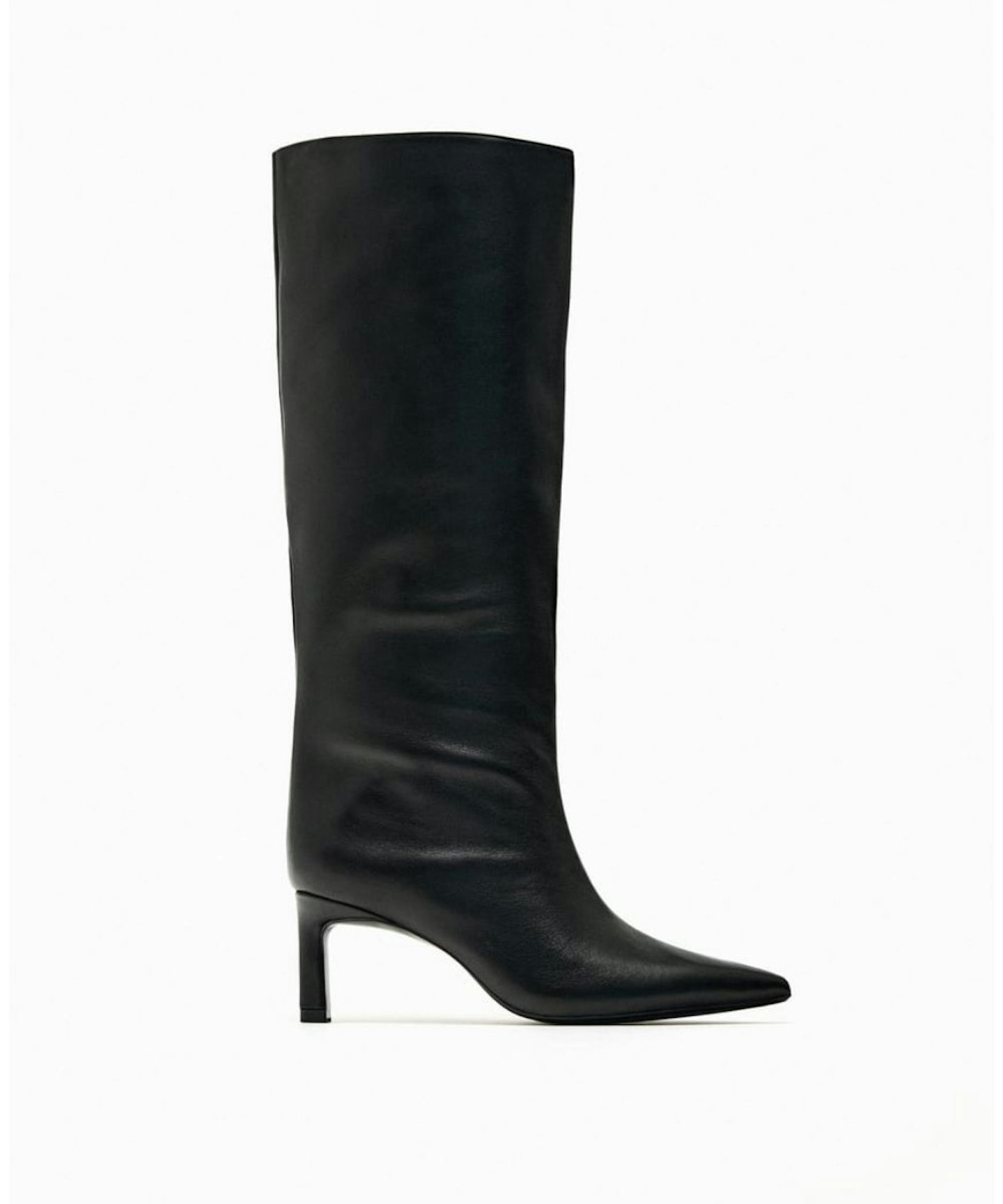 Leather High-Heel Boots, Zara