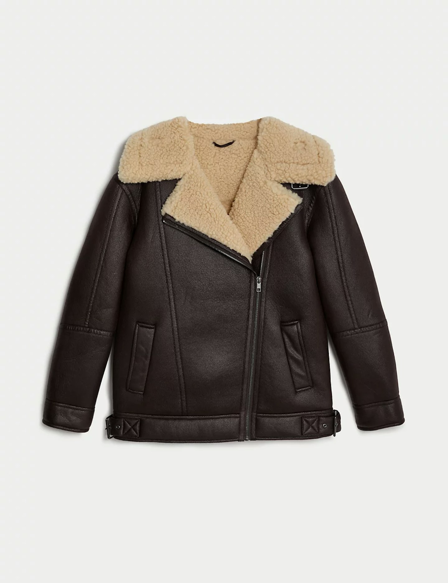 M&S, Faux-Shearling Borg-Lined Aviator Jacket